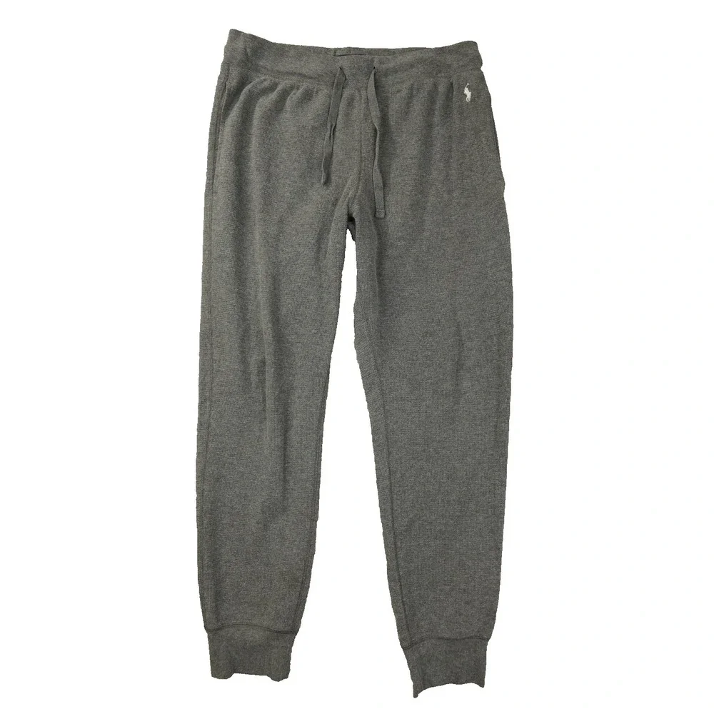 Polo Ralph Lauren Sleepwear Men's Large Gray Waffle Knit Thermal Joggers Pants